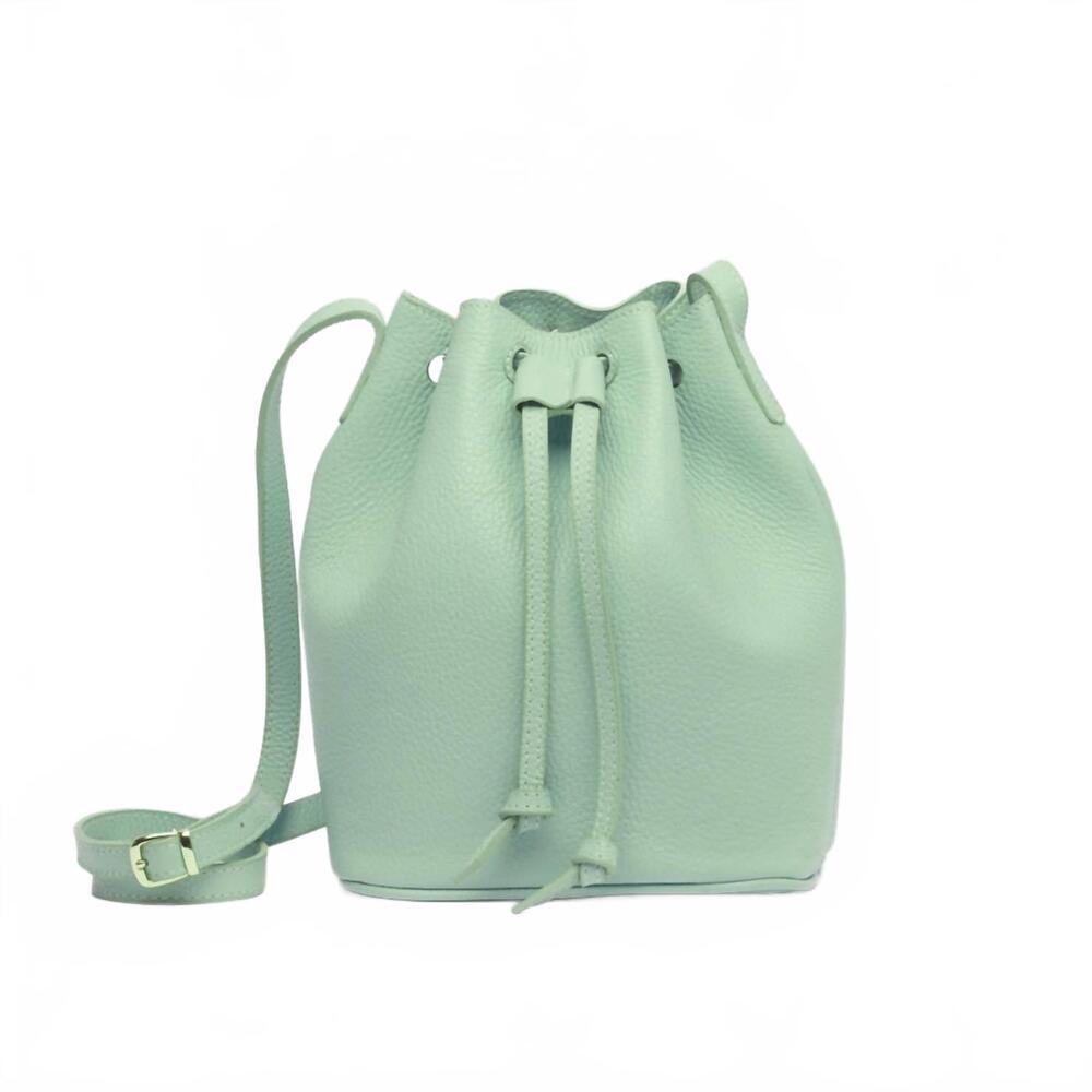 Mint Green Leather Crossbody Bucket Bag by MESCH NWOT